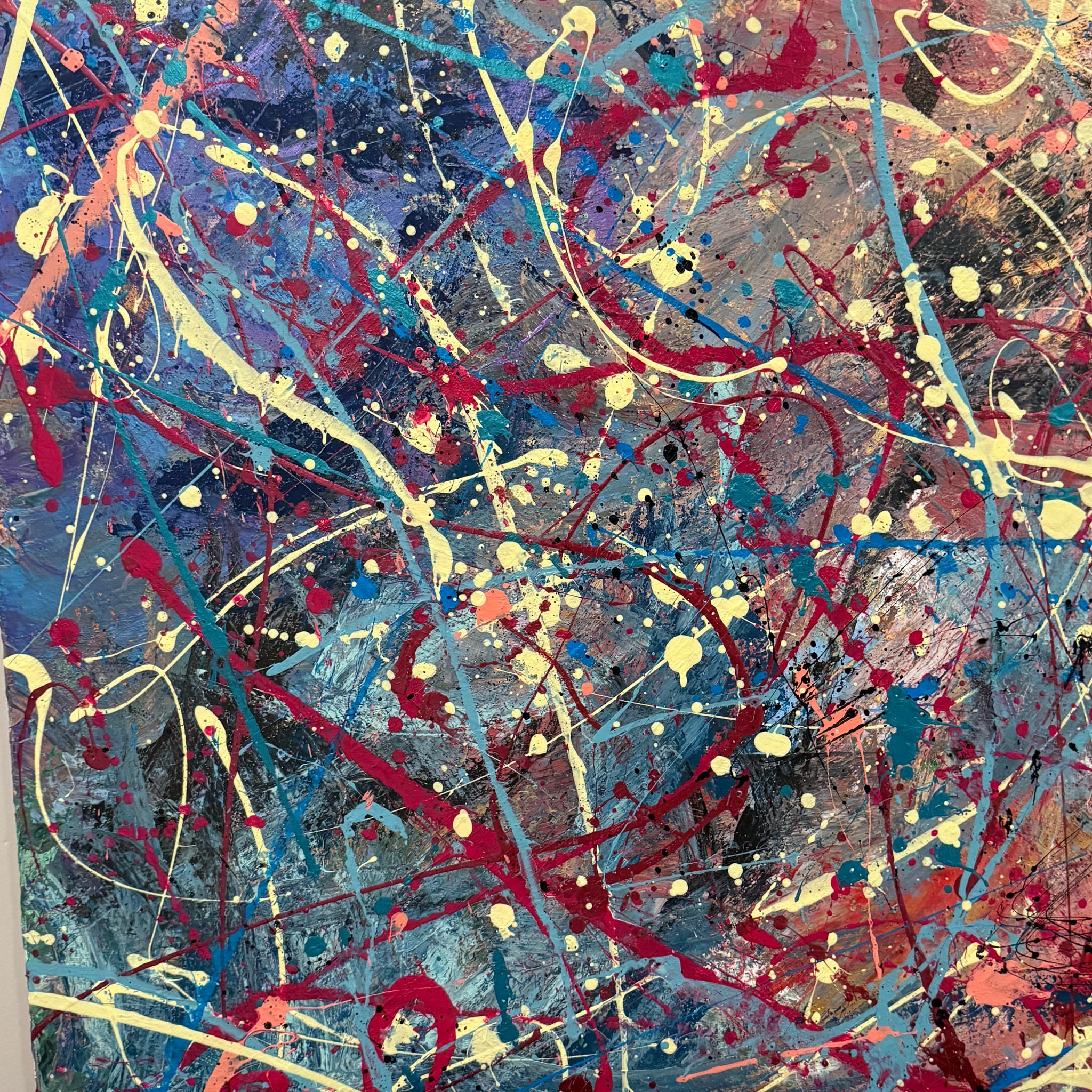 Something About Us — layered acrylic abstraction of adjoining pale and saturated fields